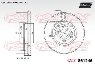 861246 MAXTECH Тормозной диск