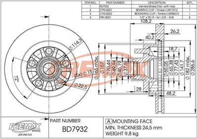 BD7932KT FREMAX Тормозной диск