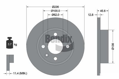 BDS1809 BENDIX Braking Тормозной диск