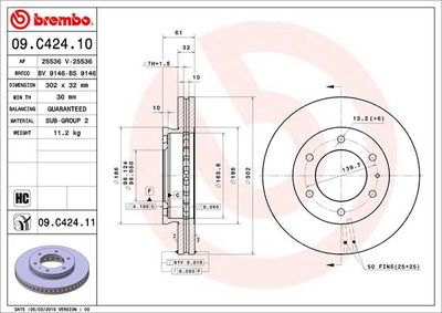 09C42411 BREMBO Тормозной диск