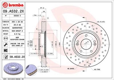 09A5322X BREMBO Тормозной диск