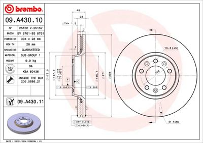 09A43010 BREMBO Тормозной диск