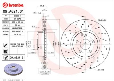 09A62131 BREMBO Тормозной диск