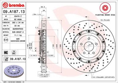 09A18713 BREMBO Тормозной диск