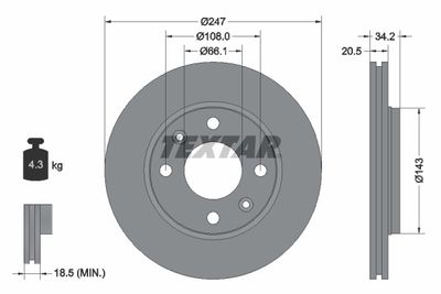 92043103 TEXTAR Тормозной диск