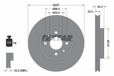 92069600 TEXTAR Тормозной диск