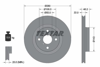 92287603 TEXTAR Тормозной диск