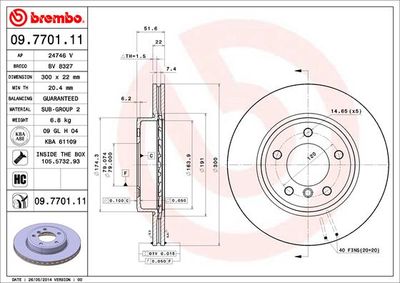 09770111 BREMBO Тормозной диск