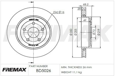 BD5026 FREMAX Тормозной диск