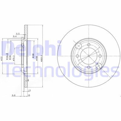 BG2508 DELPHI Тормозной диск