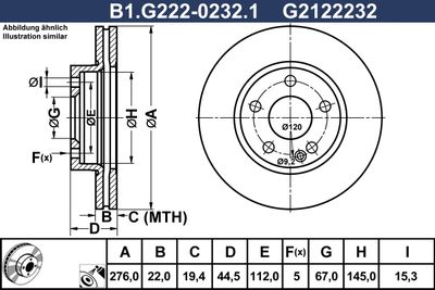 B1G22202321 GALFER Тормозной диск