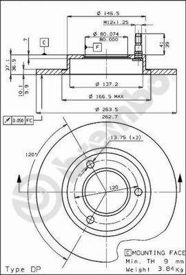 BS7239 BRECO Тормозной диск