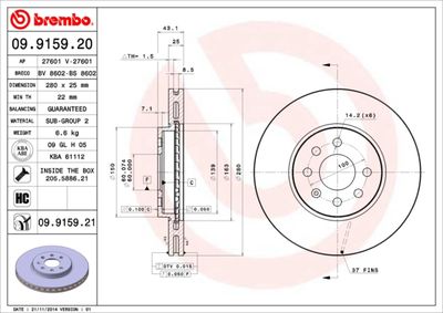 09915921 BREMBO Тормозной диск