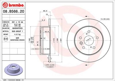 08B56621 BREMBO Тормозной диск