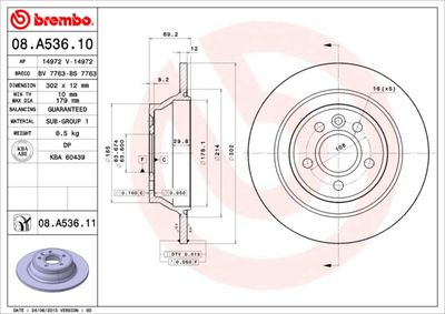 08A53610 BREMBO Тормозной диск