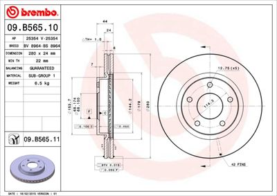 09B56511 BREMBO Тормозной диск