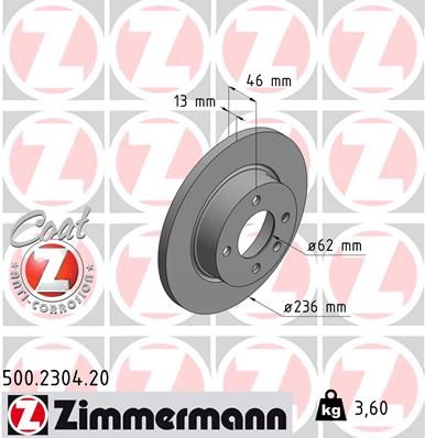 500230420 ZIMMERMANN Тормозной диск