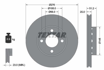 92067200 TEXTAR Тормозной диск