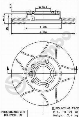 09693475 BREMBO Тормозной диск