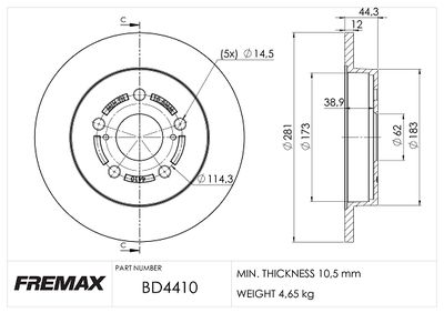 BD4410 FREMAX Тормозной диск