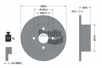 BDS2046 BENDIX Braking Тормозной диск