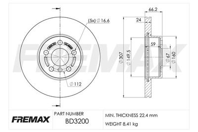 BD3200 FREMAX Тормозной диск