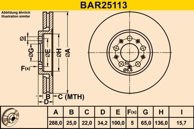 BAR25113 BARUM Тормозной диск