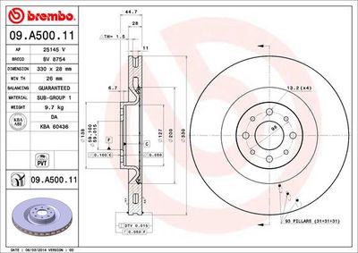 09A50011 BREMBO Тормозной диск
