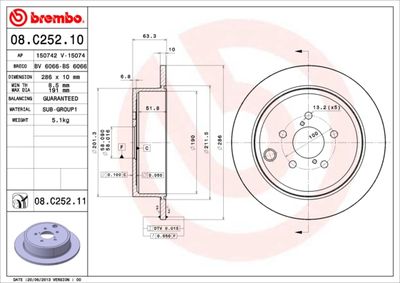 08C25210 BREMBO Тормозной диск