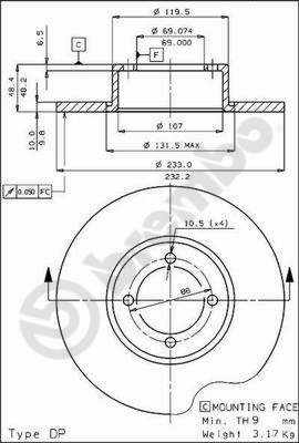 08351810 BREMBO Тормозной диск