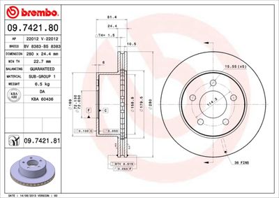 BS8383 BRECO Тормозной диск