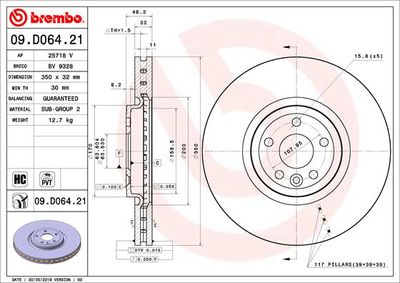 09D06421 BREMBO Тормозной диск