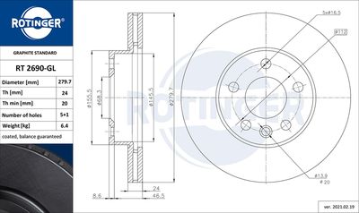 RT2690GL ROTINGER Тормозной диск