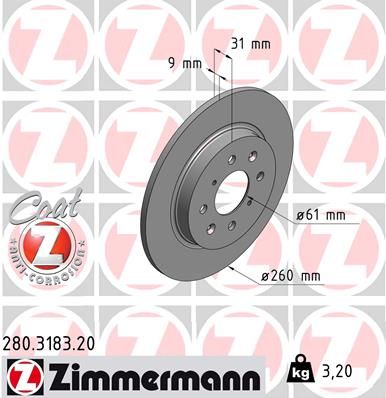 280318320 ZIMMERMANN Тормозной диск