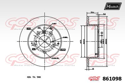 861098 MAXTECH Тормозной диск