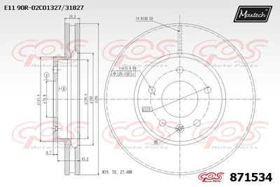 871534 MAXTECH Тормозной диск