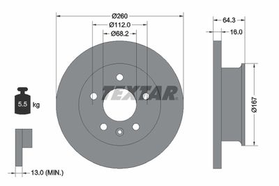 92055900 TEXTAR Тормозной диск