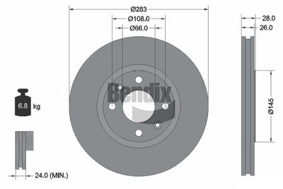 BDS1109 BENDIX Braking Тормозной диск
