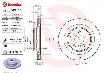 09C74311 BREMBO Тормозной диск