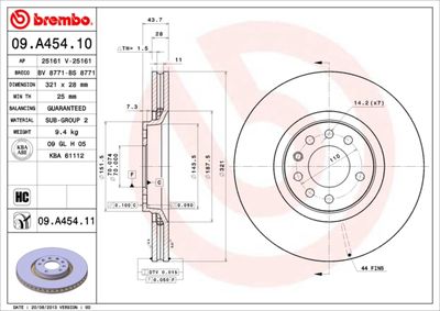 09A45410 BREMBO Тормозной диск