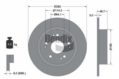 BDS2164 BENDIX Braking Тормозной диск