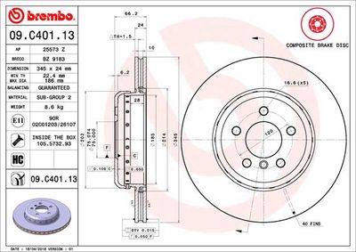 09C40113 BREMBO Тормозной диск