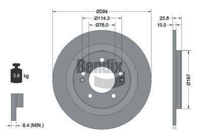 BDS1525 BENDIX Braking Тормозной диск