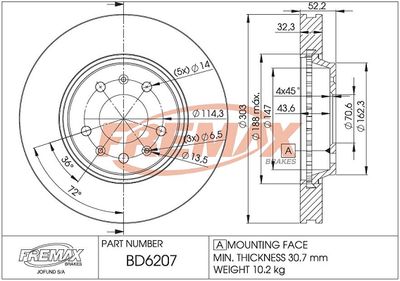 BD6207 FREMAX Тормозной диск