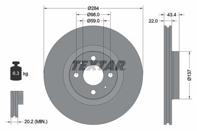 92053500 TEXTAR Тормозной диск