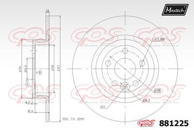 881225 MAXTECH Тормозной диск