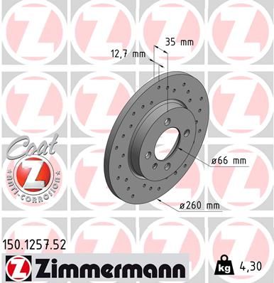 150125752 ZIMMERMANN Тормозной диск