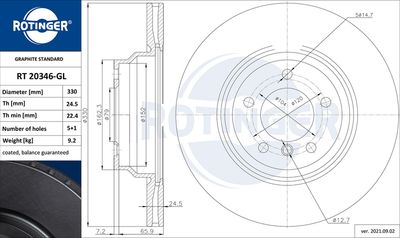 RT20346GL ROTINGER Тормозной диск