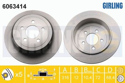 6063414 GIRLING Тормозной диск