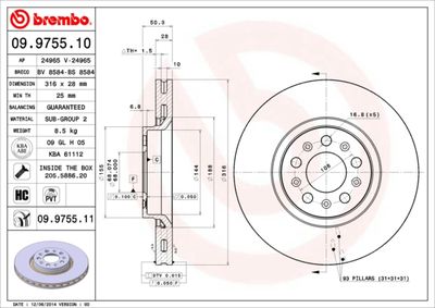 09975511 BREMBO Тормозной диск